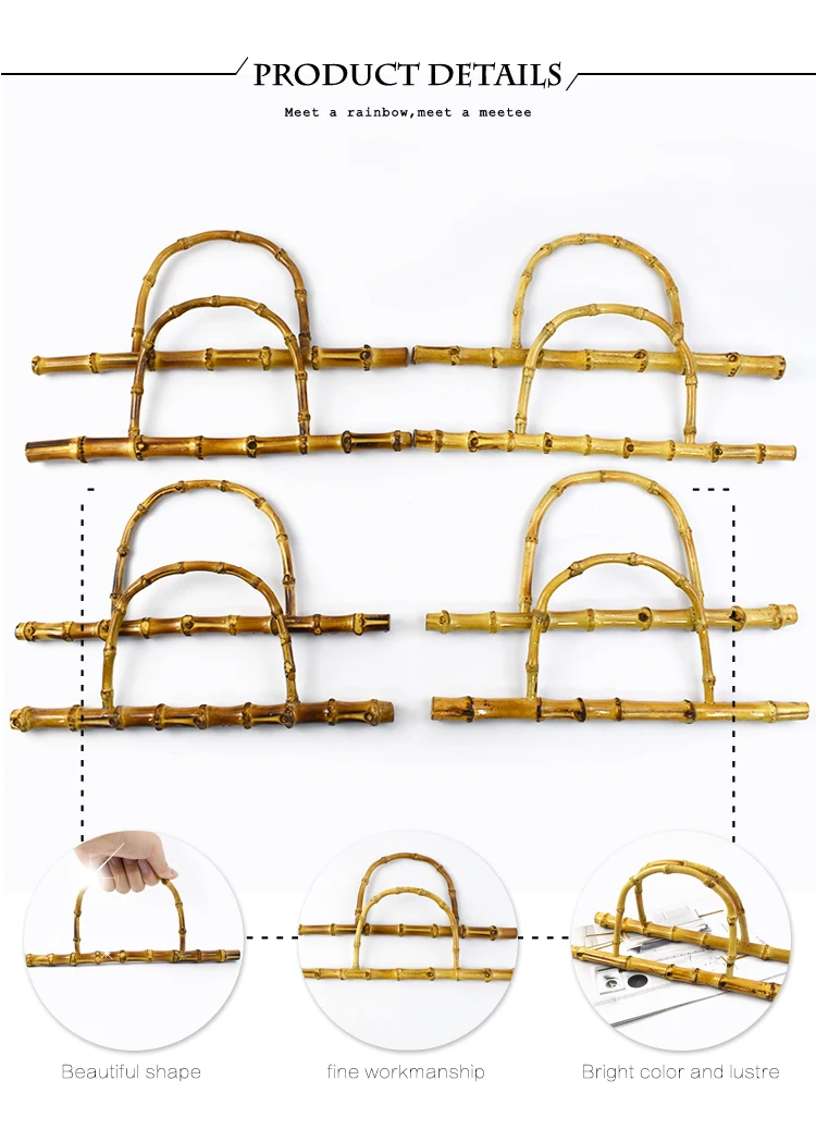 2/4Pcs 28/30cm Natural Bamboo Bag Handles Wooden Handle Purse Frame for Women's Handbag Woven-Bag DIY Handmade Bags Accessories