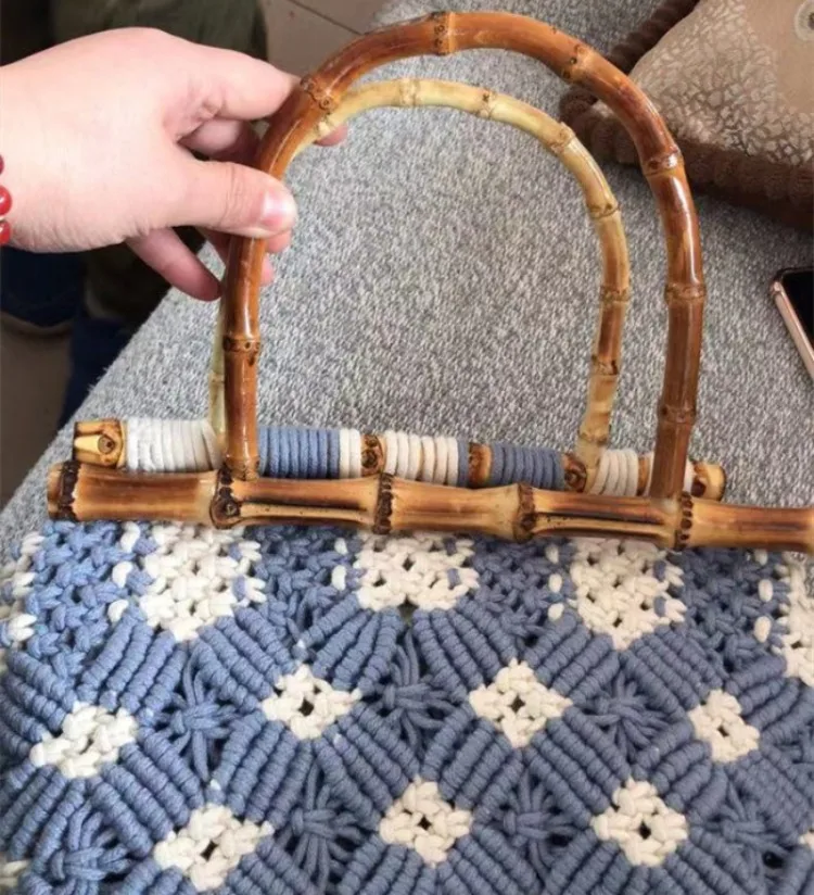2/4Pcs 28/30cm Natural Bamboo Bag Handles Wooden Handle Purse Frame for Women's Handbag Woven-Bag DIY Handmade Bags Accessories