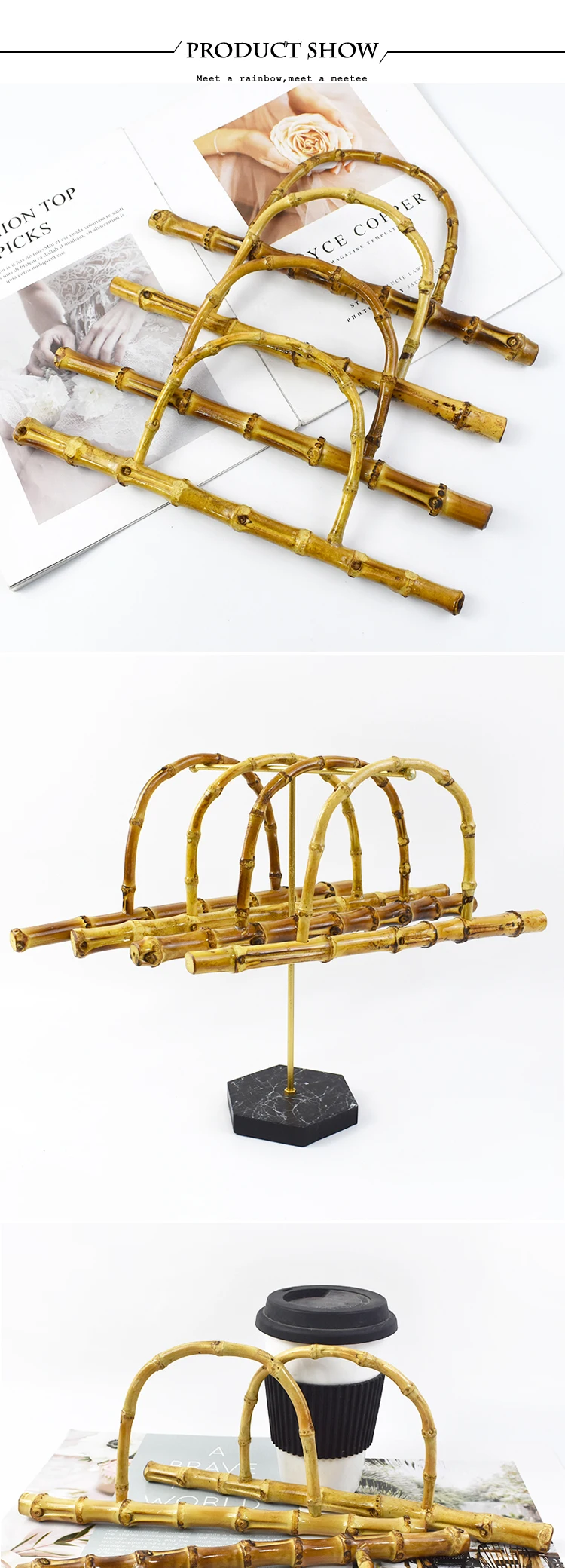 2/4Pcs 28/30cm Natural Bamboo Bag Handles Wooden Handle Purse Frame for Women's Handbag Woven-Bag DIY Handmade Bags Accessories