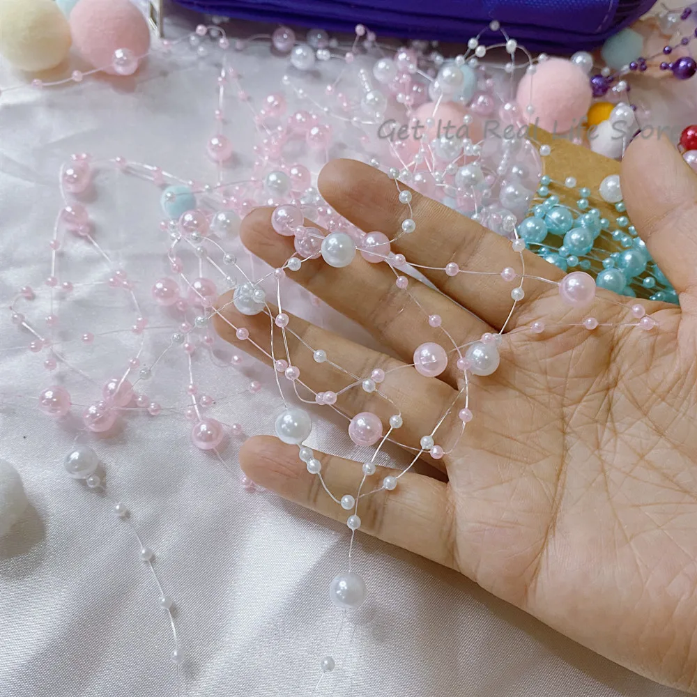 Italife Pearl Chain Charm Ita Bag Accessories Women Red Itabag Decoration for Teenager Girls Backpack Pink Length 5 Meters H311