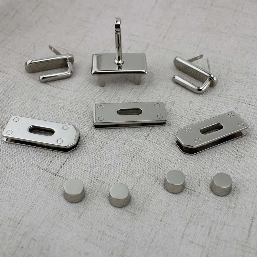 1/5/15Sets Gold/Silver Zinc alloy A set Metal Lock Rectangle Eyelets Plate For Handbags Bag Hook Clasps Rivet Accessories