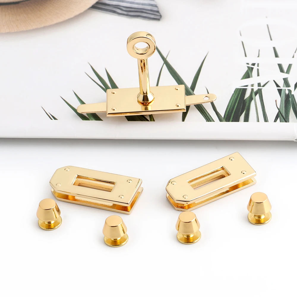 1/5/15Sets Gold/Silver Zinc alloy A set Metal Lock Rectangle Eyelets Plate For Handbags Bag Hook Clasps Rivet Accessories