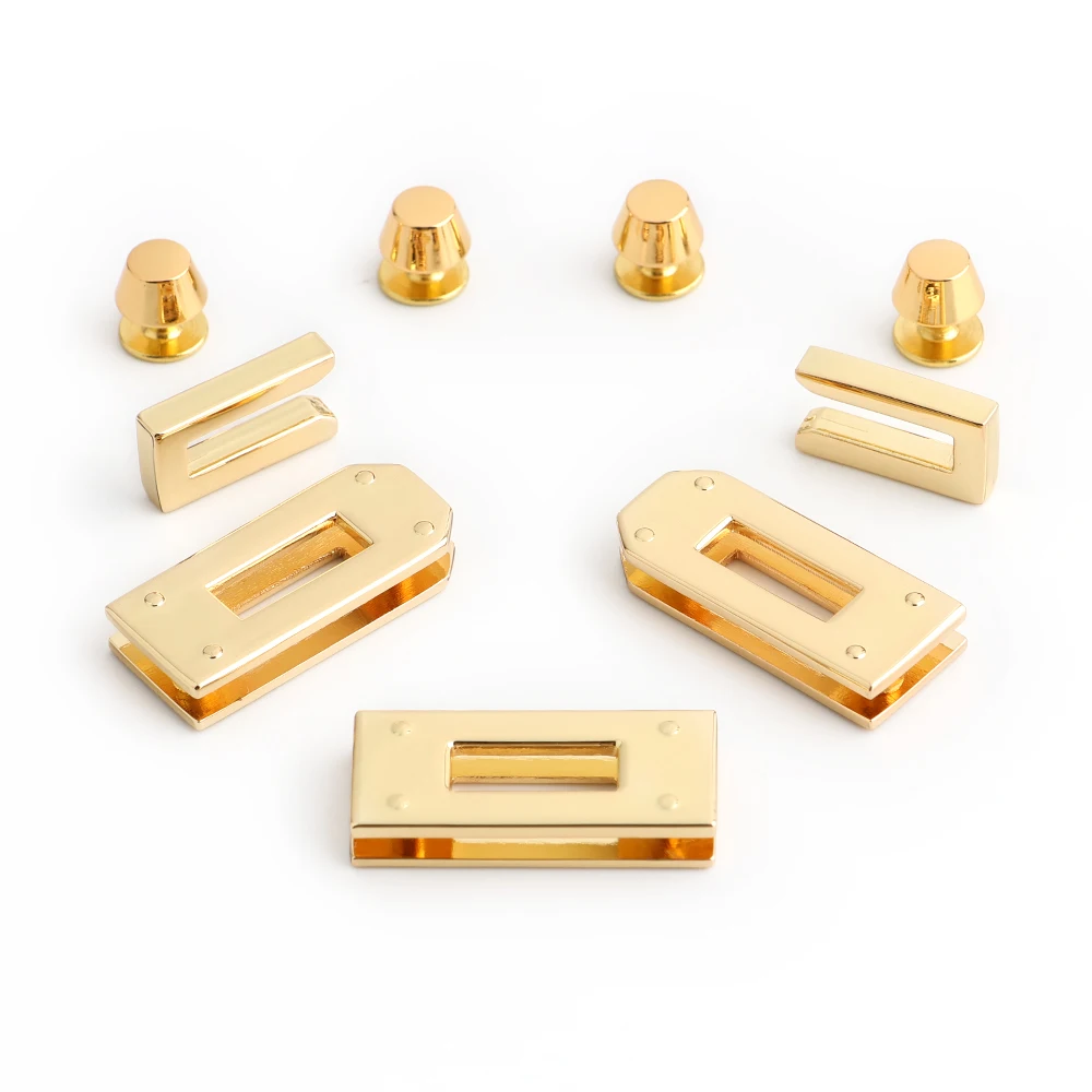 1/5/15Sets Gold/Silver Zinc alloy A set Metal Lock Rectangle Eyelets Plate For Handbags Bag Hook Clasps Rivet Accessories
