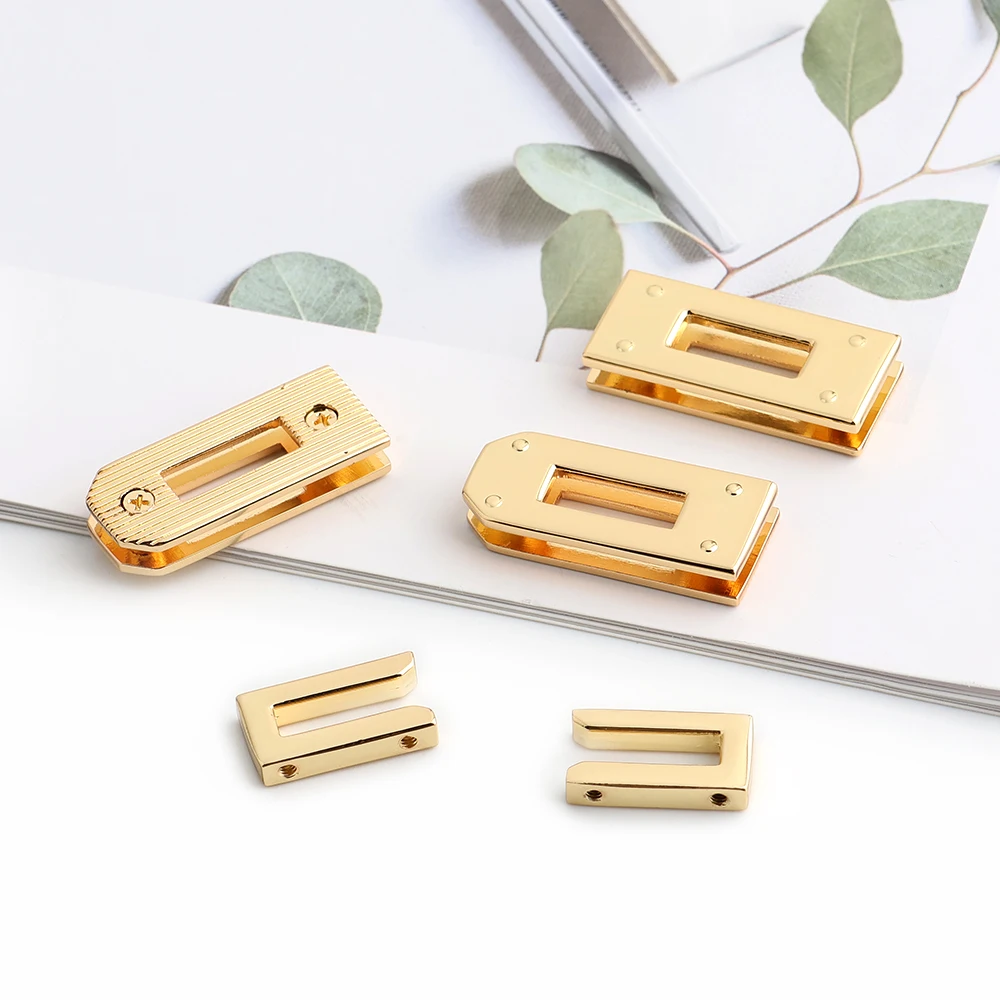 1/5/15Sets Gold/Silver Zinc alloy A set Metal Lock Rectangle Eyelets Plate For Handbags Bag Hook Clasps Rivet Accessories