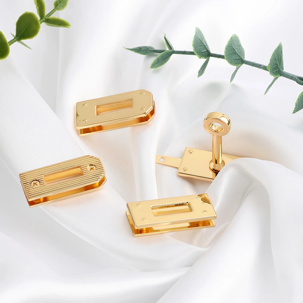 1/5/15Sets Gold/Silver Zinc alloy A set Metal Lock Rectangle Eyelets Plate For Handbags Bag Hook Clasps Rivet Accessories