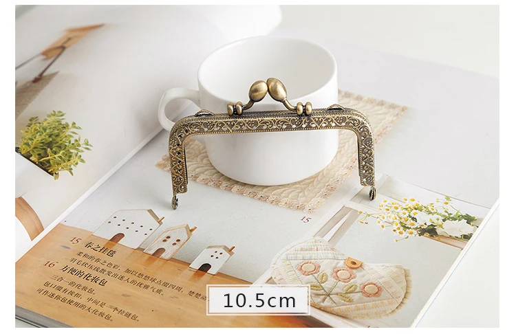 LIONSEN DIY Antique Bronze Flower Bud Head Metal Purse Frame Handle Kiss Clasp Lock for Bag Sewing Craft Tailor Accessories