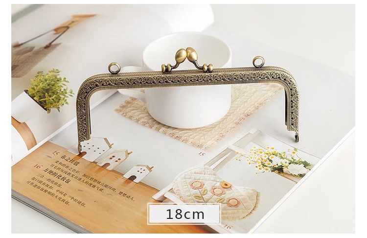 LIONSEN DIY Antique Bronze Flower Bud Head Metal Purse Frame Handle Kiss Clasp Lock for Bag Sewing Craft Tailor Accessories