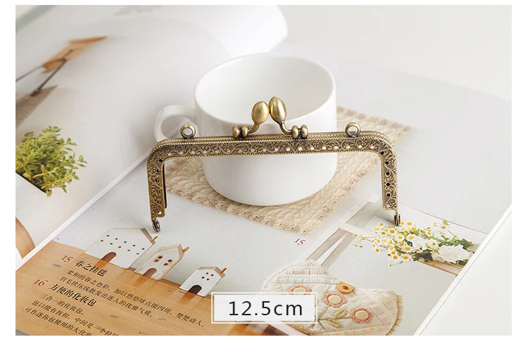 LIONSEN DIY Antique Bronze Flower Bud Head Metal Purse Frame Handle Kiss Clasp Lock for Bag Sewing Craft Tailor Accessories
