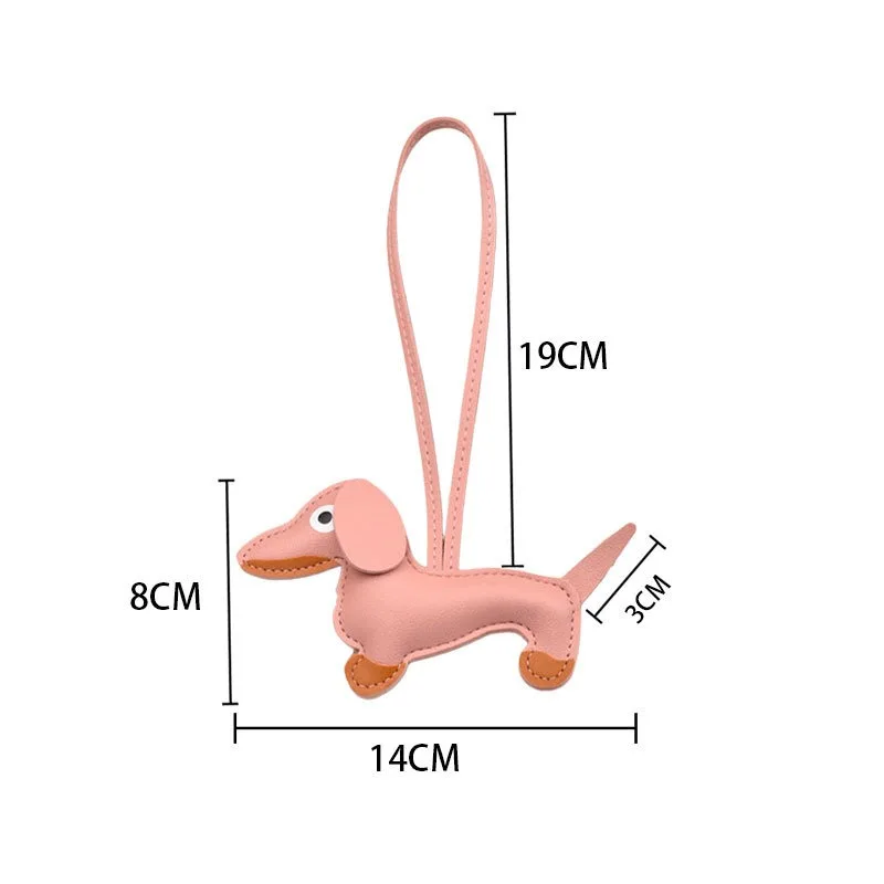 Adorable Dachshund Charm Pendant, Leather Material, Women's Bag Accessory, Exquisite Style