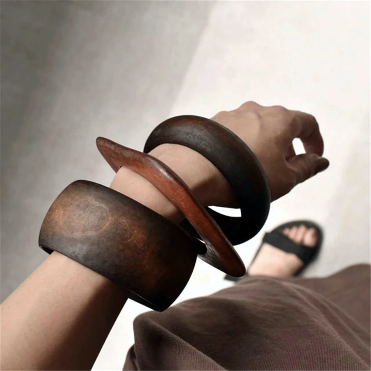 Round Fashion Wooden Handle Bags For Women Polished Wood Dowel Handles Vintage And DIY Handbags With Wood Handles Real Wood