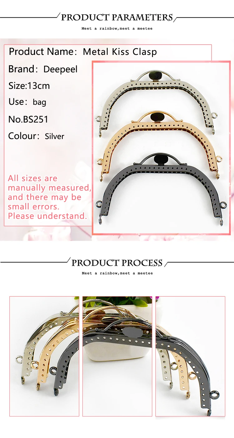 1/2Pcs Deepeel 13cm Metal Purse Frame Kiss Clasp Women's Handbag Handles DIY Sewing Brackets Handmade Making Bags Accessories