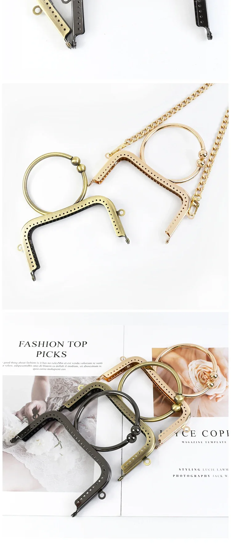 1/2/3Pcs Deepeel 12.5cm Metal Bag Handles Round Purse Frame Kiss Clasp Handbag Wallet Sewing Brackets Making Bags Accessories