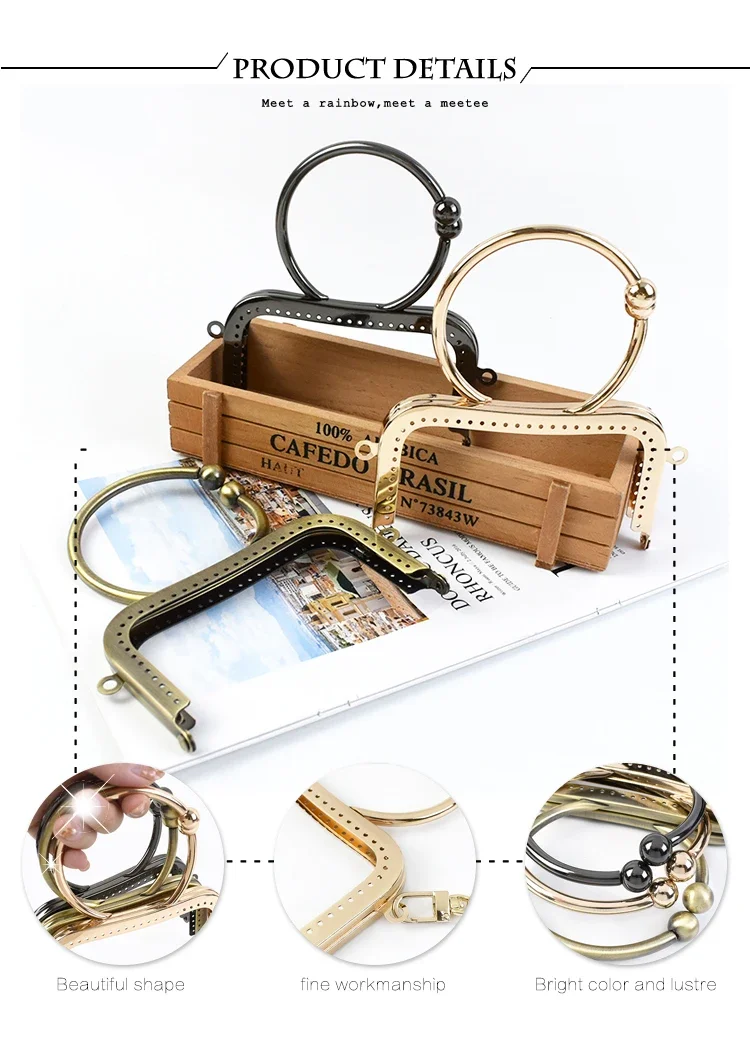 1/2/3Pcs Deepeel 12.5cm Metal Bag Handles Round Purse Frame Kiss Clasp Handbag Wallet Sewing Brackets Making Bags Accessories
