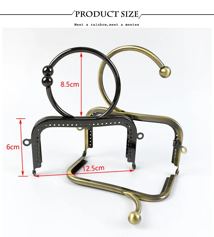 1/2/3Pcs Deepeel 12.5cm Metal Bag Handles Round Purse Frame Kiss Clasp Handbag Wallet Sewing Brackets Making Bags Accessories
