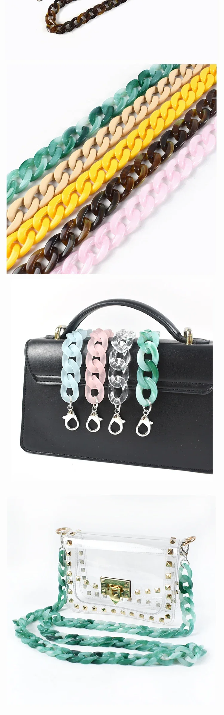 1-5Pcs Deepeel 60cm Bags Straps Colorful Acrylic Bag Chains Handbag Shoulder Strap Purse Replace Parts DIY Hardware Accessories