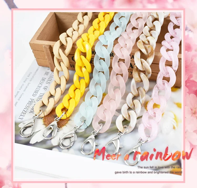 1-5Pcs Deepeel 60cm Bags Straps Colorful Acrylic Bag Chains Handbag Shoulder Strap Purse Replace Parts DIY Hardware Accessories