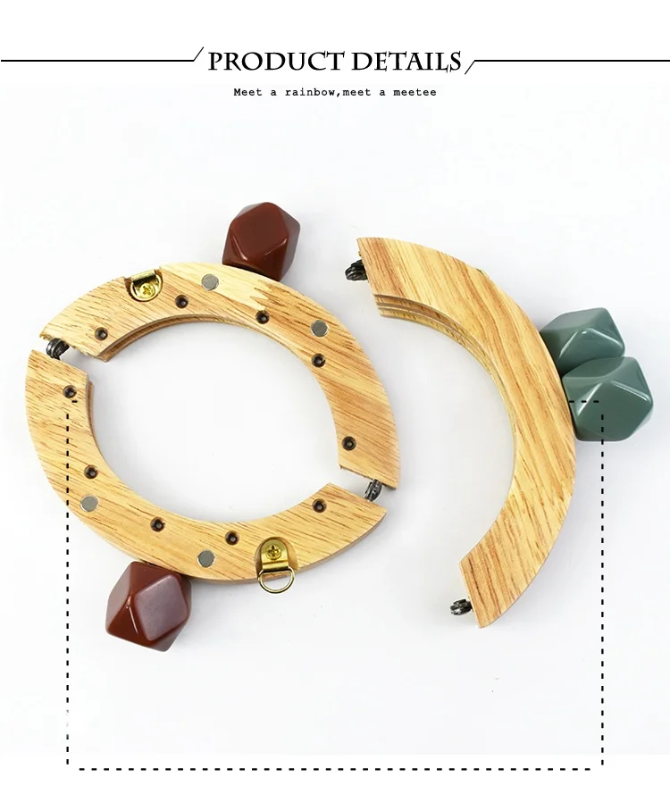 1/2Pcs Deepeel 14cm Wooden Purse Handle Colored Beads Mini DIY Bag Frame Kiss Women Handbag Closure Clasp Handmade Accessories