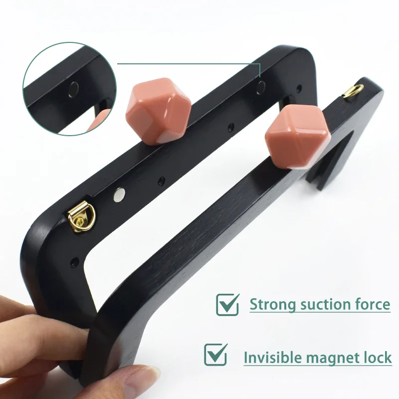 1Pc 20cm Purse Frame Lock Wooden Handle Women Wallet Handbag Frames Clip Wood Closure Brackets Black Handles DIY Bag Accessories