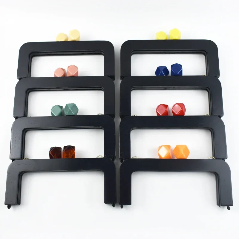 1Pc 20cm Purse Frame Lock Wooden Handle Women Wallet Handbag Frames Clip Wood Closure Brackets Black Handles DIY Bag Accessories