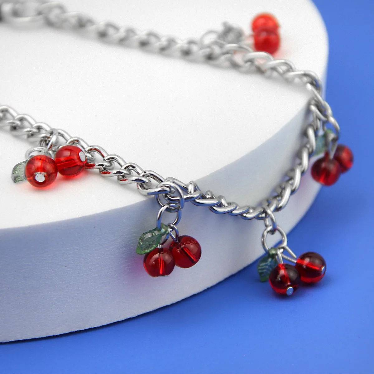 Fashion temperament glass stone red cherry chain jewelry bag hanging jewelry bag charm bag accessories