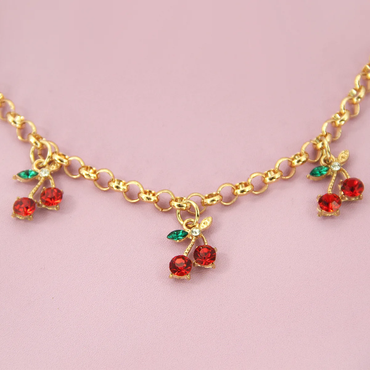Fashion temperament glass stone red cherry chain jewelry bag hanging jewelry bag charm bag accessories