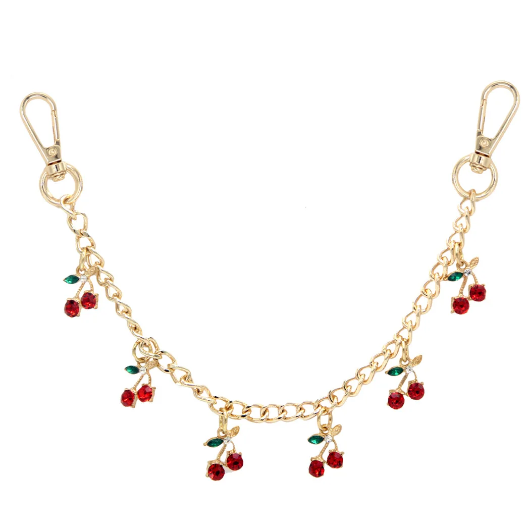 Fashion temperament glass stone red cherry chain jewelry bag hanging jewelry bag charm bag accessories