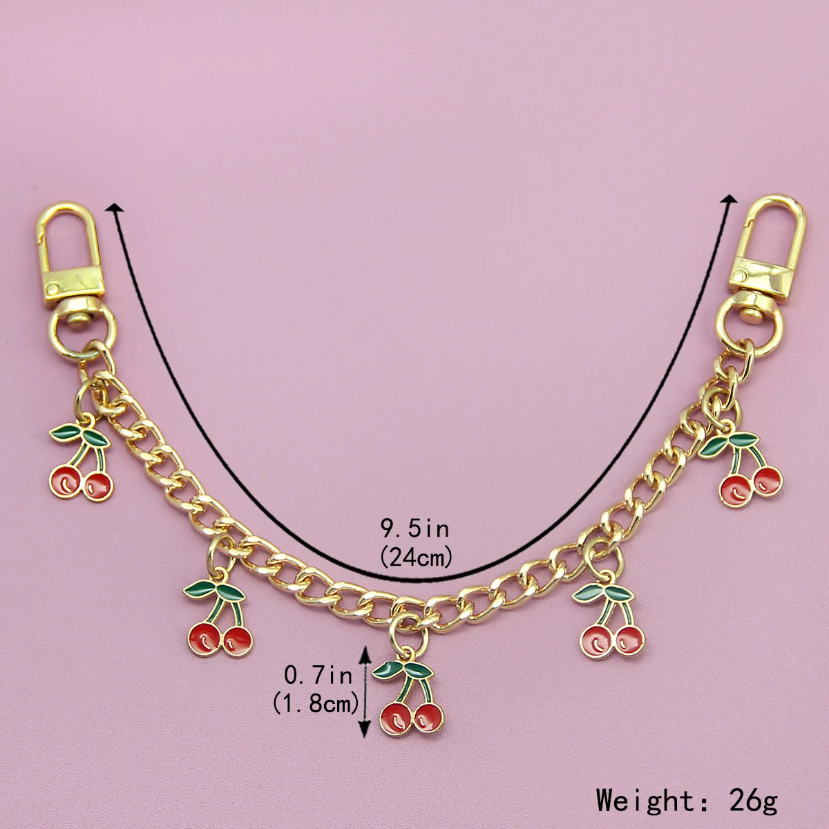 Fashion temperament glass stone red cherry chain jewelry bag hanging jewelry bag charm bag accessories