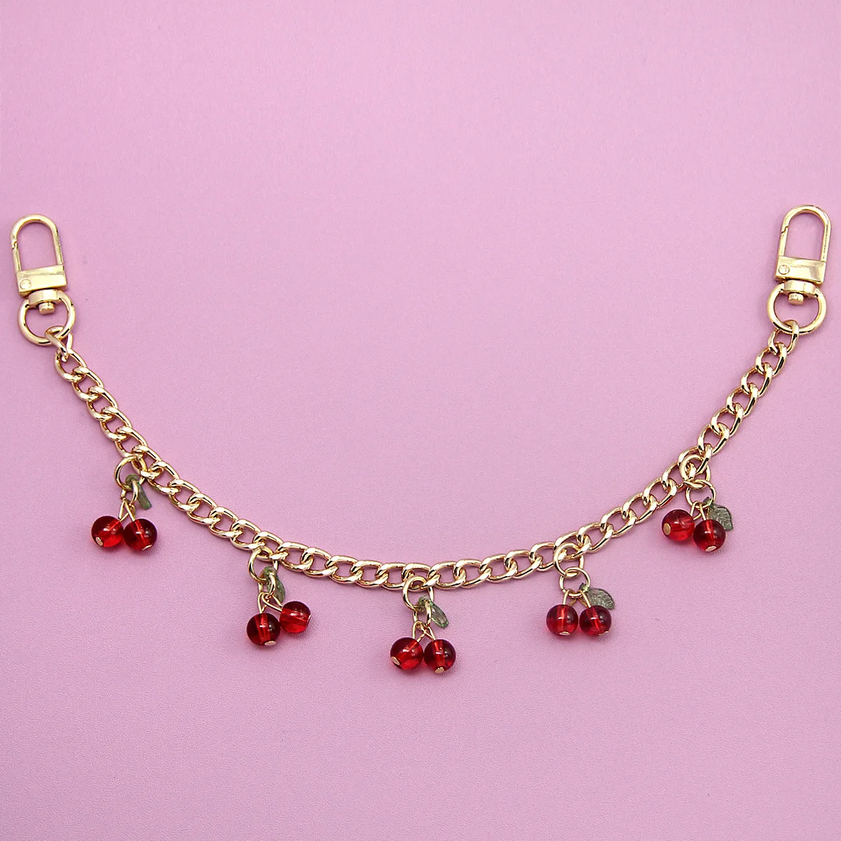 Fashion temperament glass stone red cherry chain jewelry bag hanging jewelry bag charm bag accessories