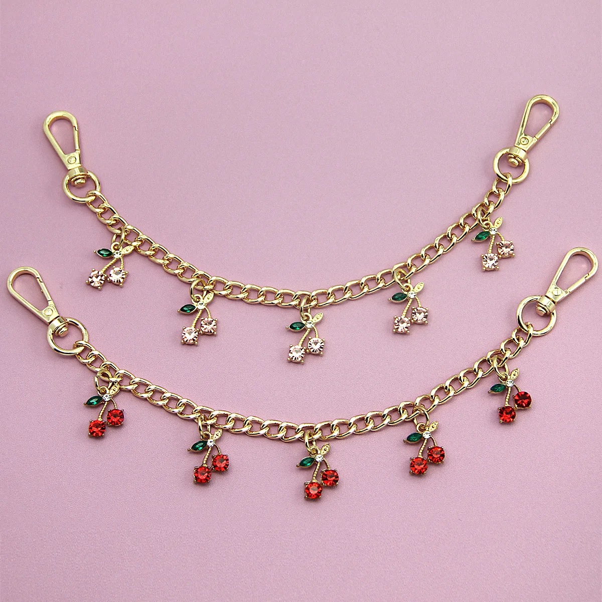 Fashion temperament glass stone red cherry chain jewelry bag hanging jewelry bag charm bag accessories