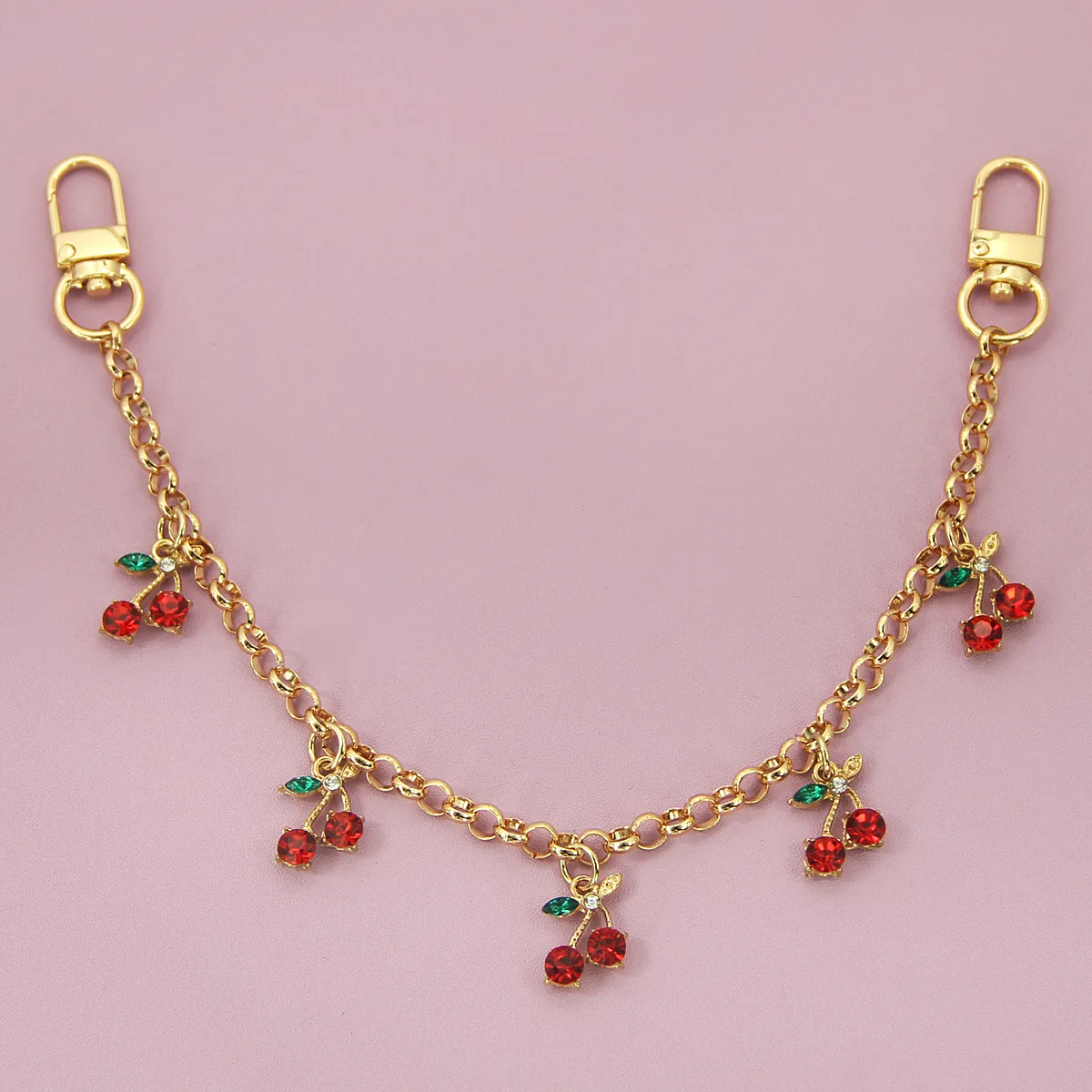 Fashion temperament glass stone red cherry chain jewelry bag hanging jewelry bag charm bag accessories