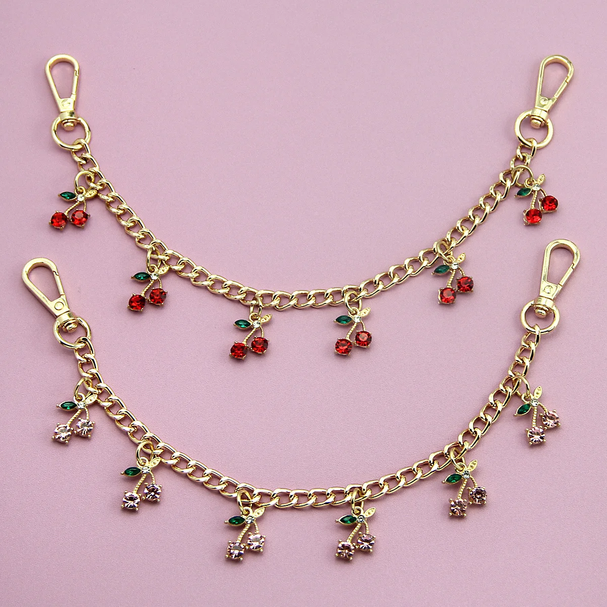 Fashion temperament glass stone red cherry chain jewelry bag hanging jewelry bag charm bag accessories