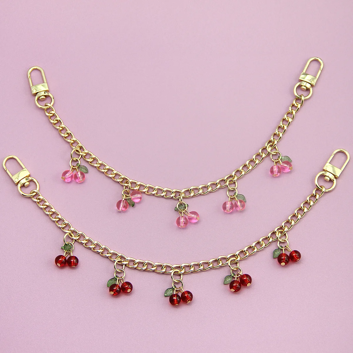 Fashion temperament glass stone red cherry chain jewelry bag hanging jewelry bag charm bag accessories