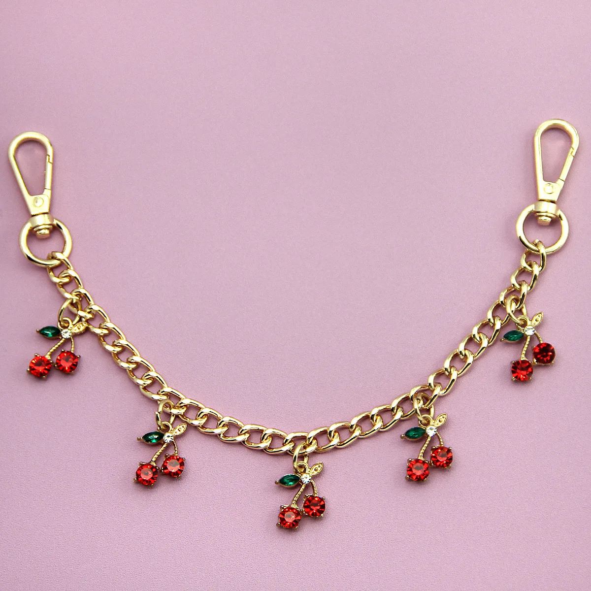 Fashion temperament glass stone red cherry chain jewelry bag hanging jewelry bag charm bag accessories