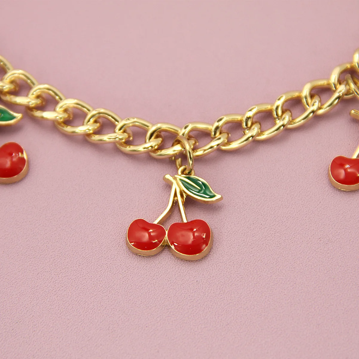 Fashion temperament glass stone red cherry chain jewelry bag hanging jewelry bag charm bag accessories