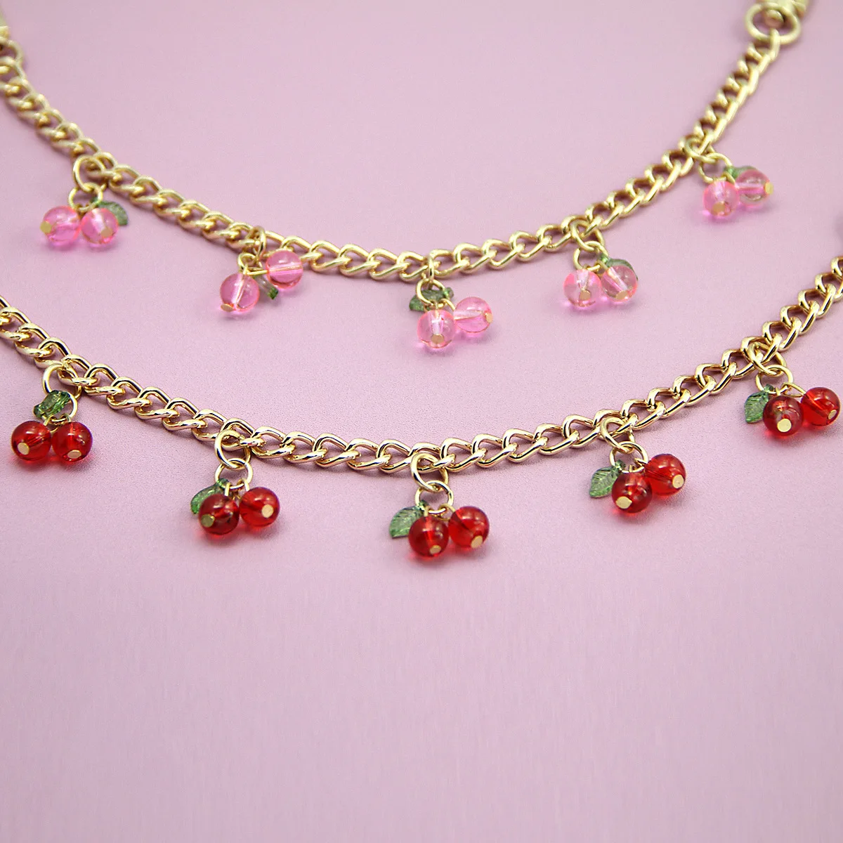 Fashion temperament glass stone red cherry chain jewelry bag hanging jewelry bag charm bag accessories