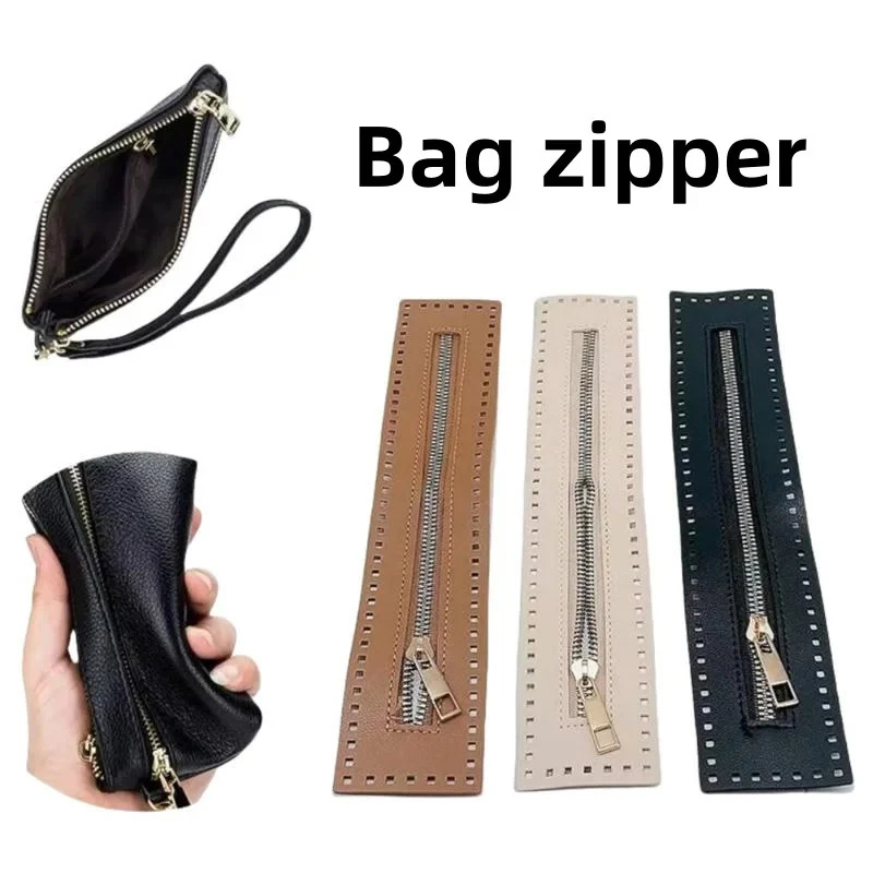 Practical 27cm Leather Zipper - Solid Hardware Sewing Accessory, Durable Replacement for Handbag & Crochet Bag
