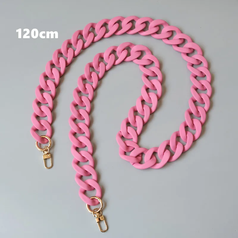New Fashion Woman Handbag Accessory Chains Matte Cute Candy Pink Resin Chain Frosted Strap Women Clutch Shoulder Purse Chain