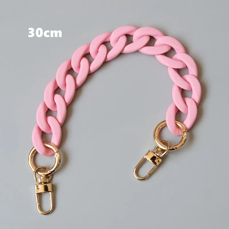 New Fashion Woman Handbag Accessory Chains Matte Cute Candy Pink Resin Chain Frosted Strap Women Clutch Shoulder Purse Chain
