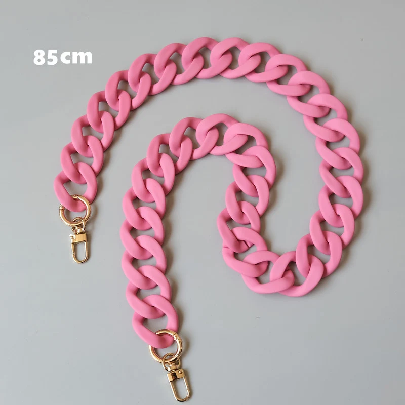 New Fashion Woman Handbag Accessory Chains Matte Cute Candy Pink Resin Chain Frosted Strap Women Clutch Shoulder Purse Chain