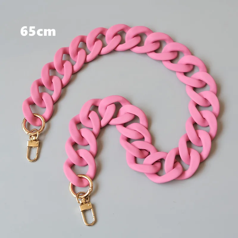 New Fashion Woman Handbag Accessory Chains Matte Cute Candy Pink Resin Chain Frosted Strap Women Clutch Shoulder Purse Chain