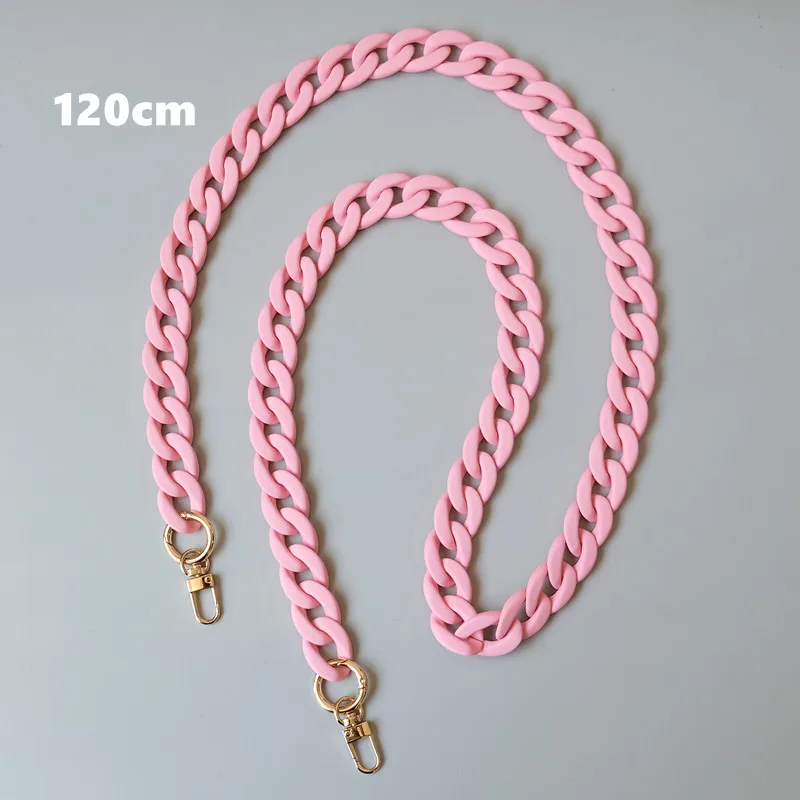 New Fashion Woman Handbag Accessory Chains Matte Cute Candy Pink Resin Chain Frosted Strap Women Clutch Shoulder Purse Chain