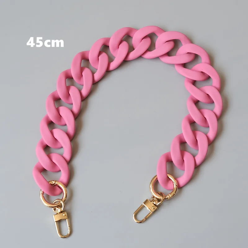 New Fashion Woman Handbag Accessory Chains Matte Cute Candy Pink Resin Chain Frosted Strap Women Clutch Shoulder Purse Chain