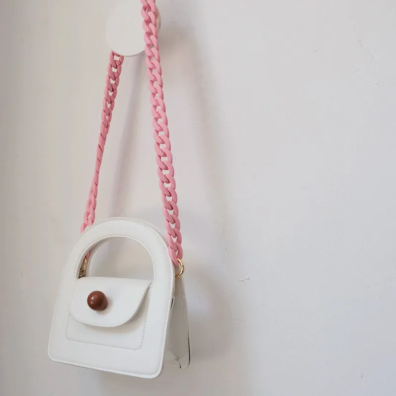 New Fashion Woman Handbag Accessory Chains Matte Cute Candy Pink Resin Chain Frosted Strap Women Clutch Shoulder Purse Chain