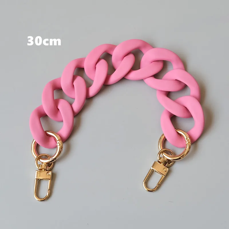 New Fashion Woman Handbag Accessory Chains Matte Cute Candy Pink Resin Chain Frosted Strap Women Clutch Shoulder Purse Chain
