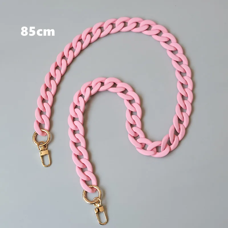 New Fashion Woman Handbag Accessory Chains Matte Cute Candy Pink Resin Chain Frosted Strap Women Clutch Shoulder Purse Chain