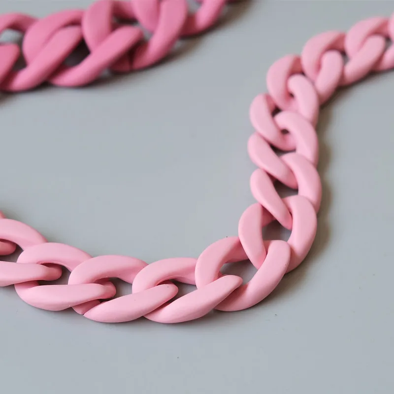 New Fashion Woman Handbag Accessory Chains Matte Cute Candy Pink Resin Chain Frosted Strap Women Clutch Shoulder Purse Chain