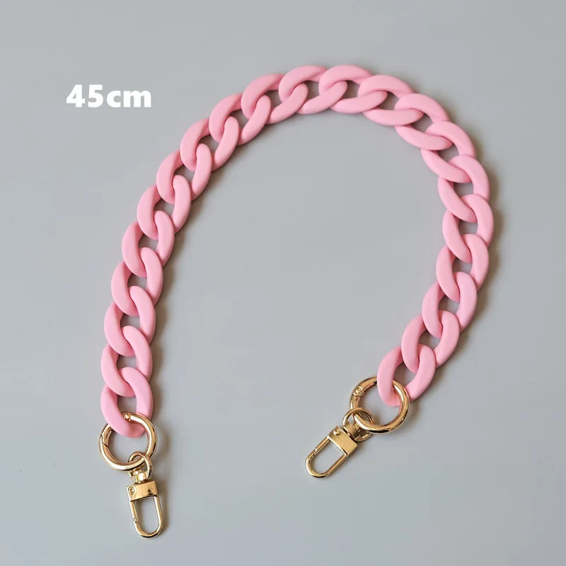 New Fashion Woman Handbag Accessory Chains Matte Cute Candy Pink Resin Chain Frosted Strap Women Clutch Shoulder Purse Chain