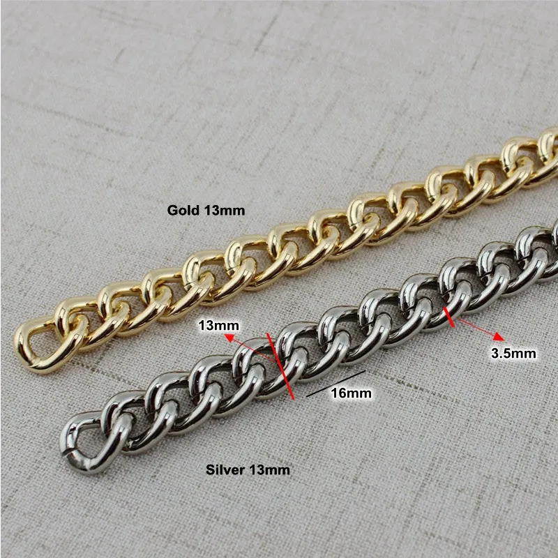 1-10 Meters 11mm 13mm 17mm 22mm rainbow Aluminium Chain Light weight chain for hand bag purse adjusted strap Handbag Straps Bag