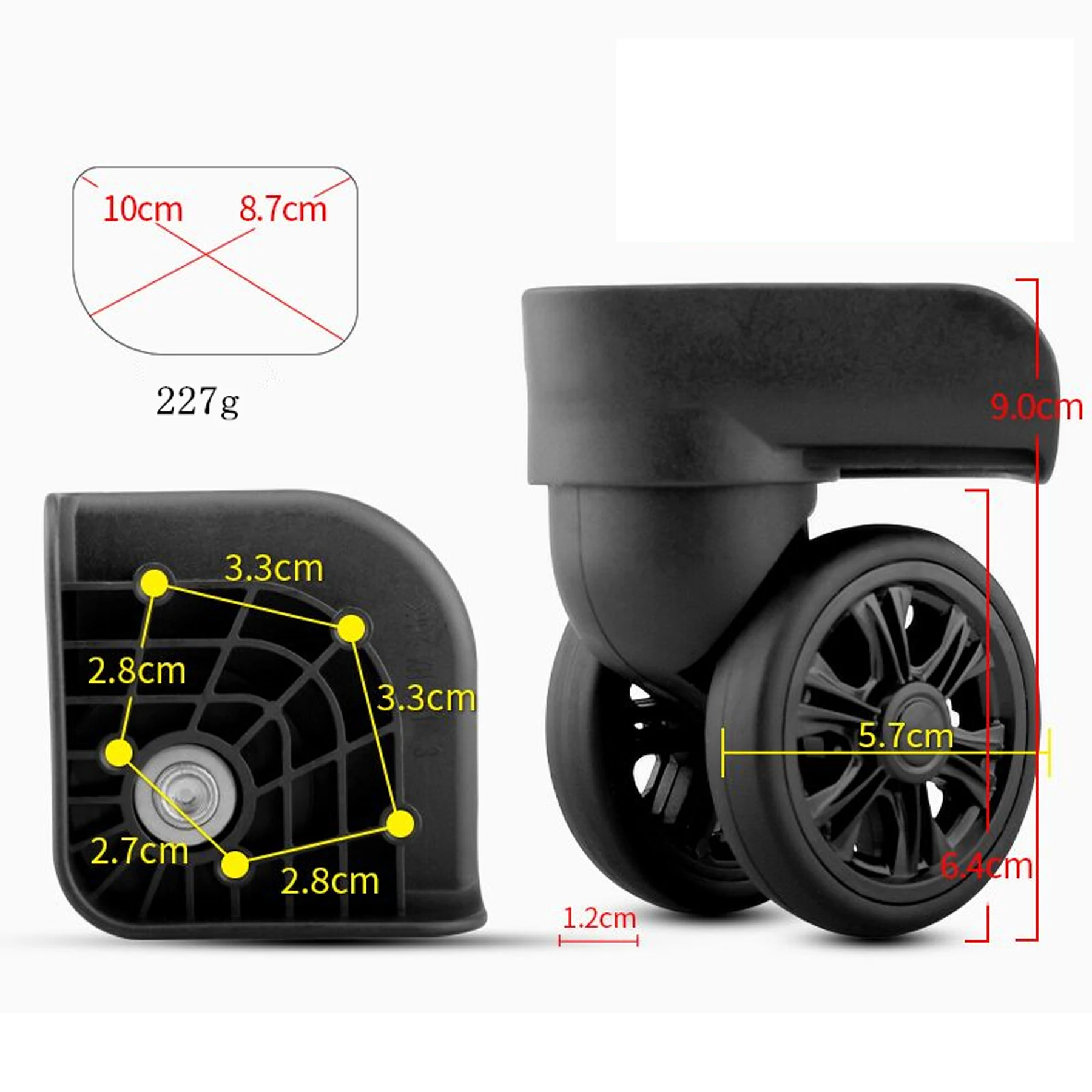 GUGULUZA 2Pcs Suitcase Replacement Wheel Universal 360° Swivel Luggage Wheels Trolley Wheel Double Row Travel Case Repair Wheels