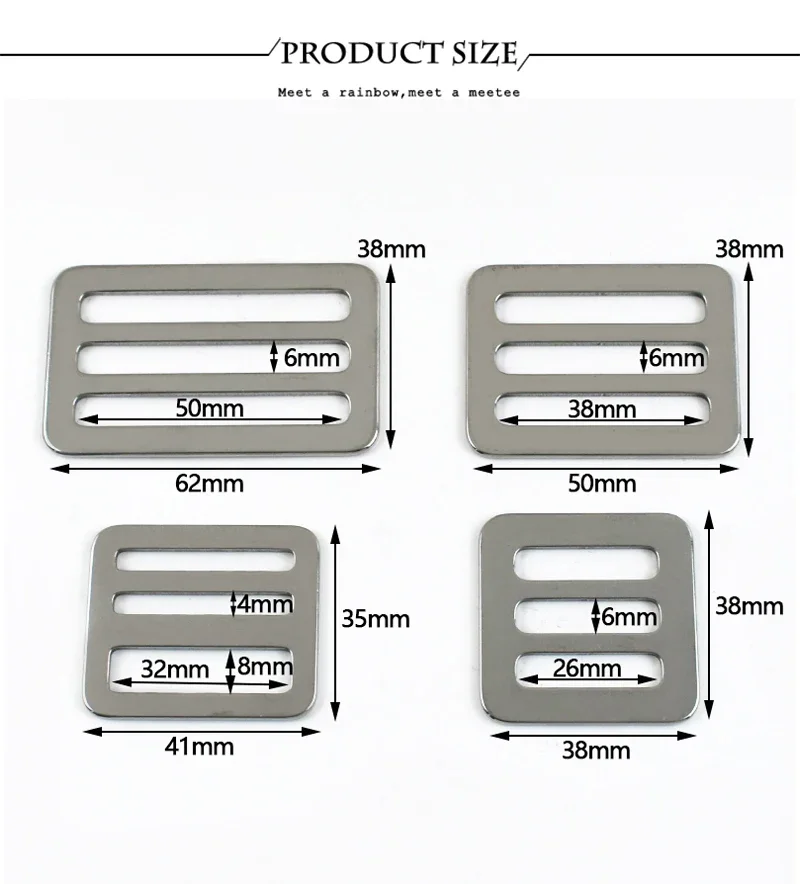 2/5/10Pcs 26-50mm Stainless Steel Tri-Glide Slider Buckle for Backpack Strap Safety Belt Adjust Clasp DIY Hardware Accessories
